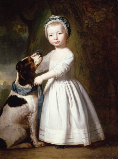 Niño pequeño con un perro, c.1757 de George Romney